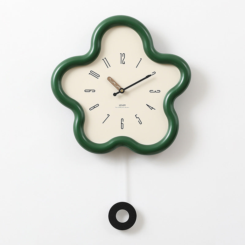 Reloj de péndulo floral 3D: movimiento silencioso, ecológico, perfecto para decoración de dormitorio