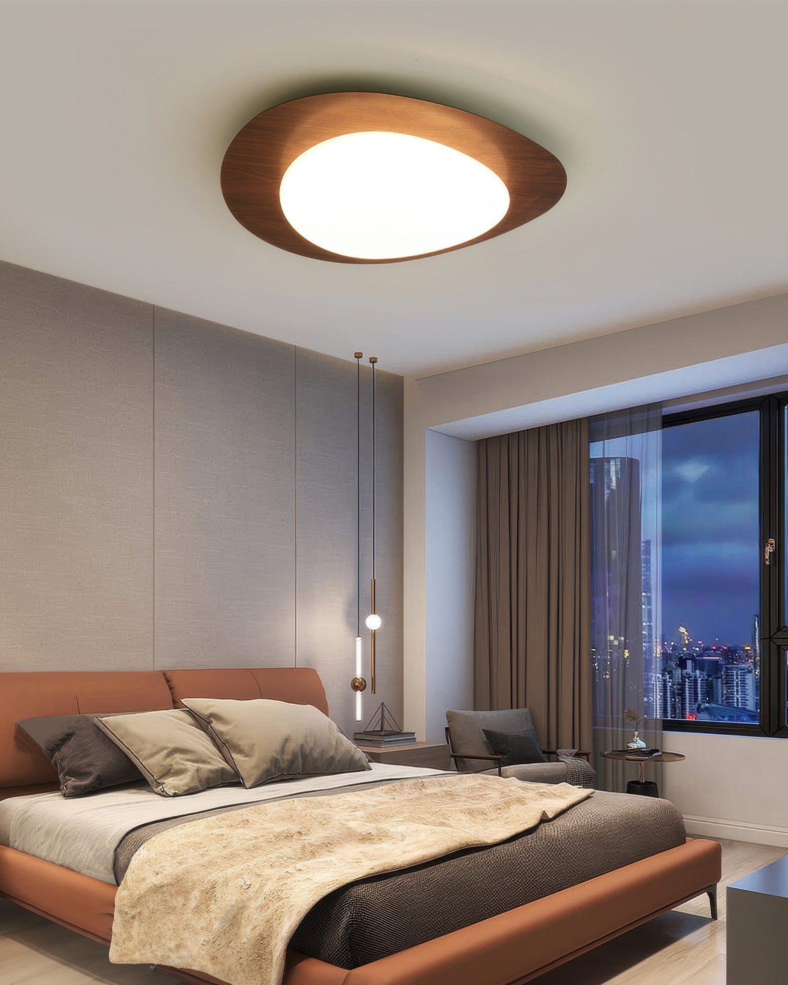 Scandinavian Pebble Wood Grain Ceiling Light lamp