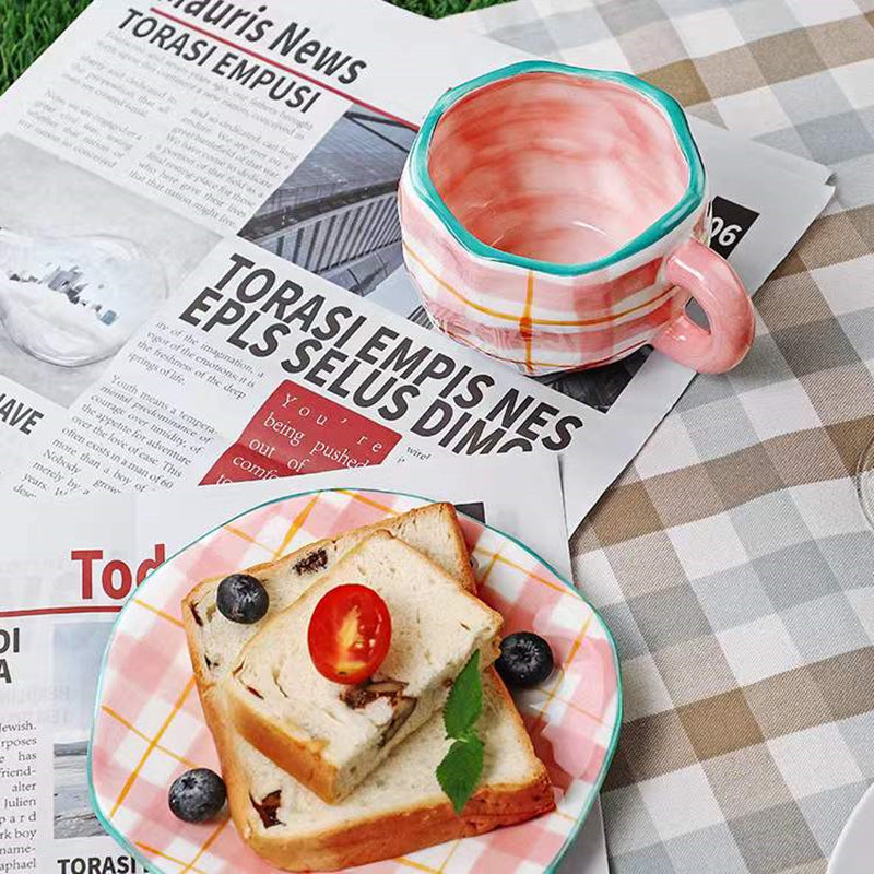 Tasse à carreaux rétro en céramique