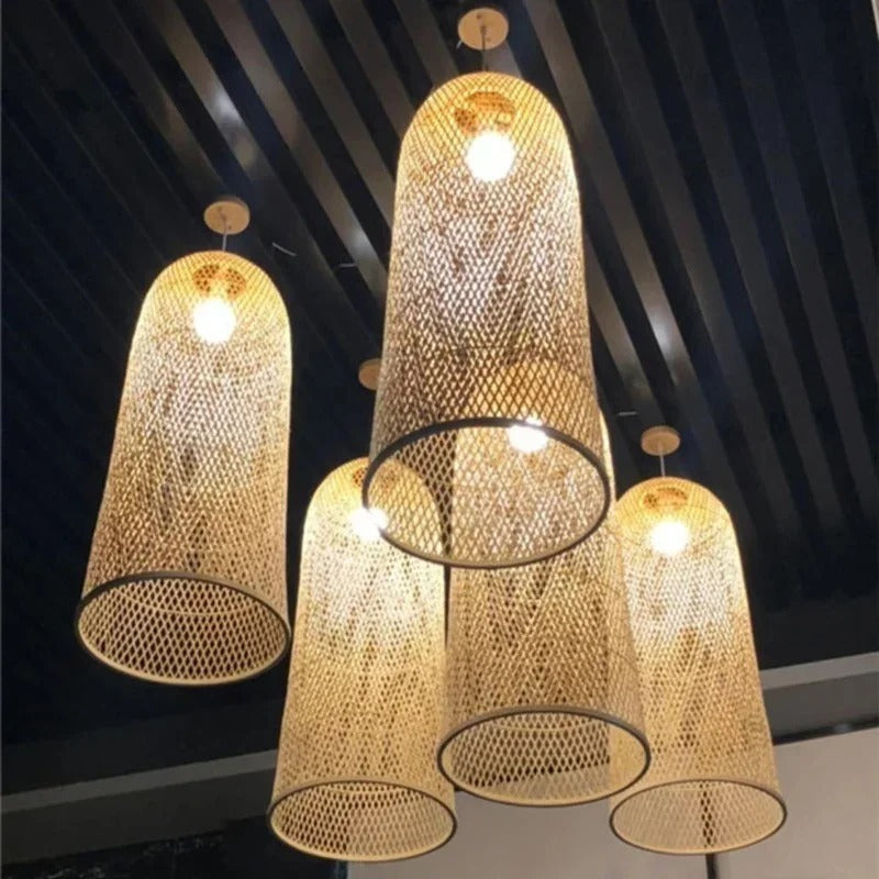 Elegancka Lampa Wisząca z Bambusa