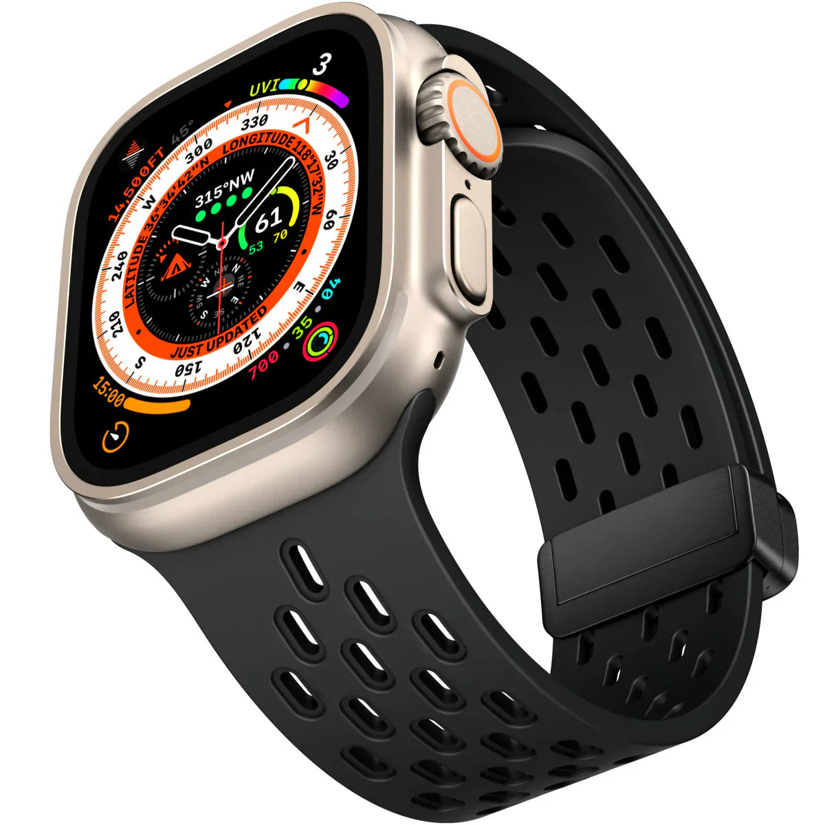 Cinturino in silicone magnetico traspirante per Apple Watch