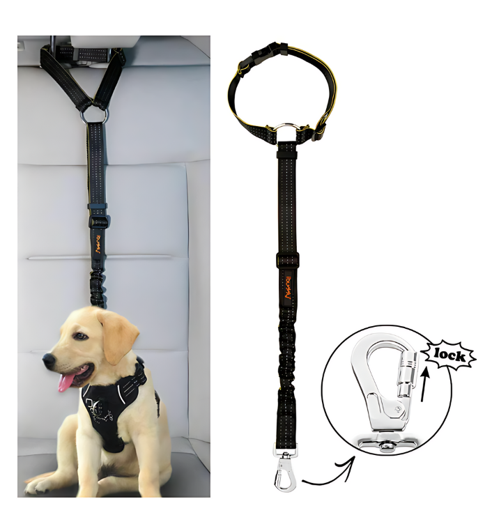 Adjustable Dog Car Seat Belt, Head Restraint