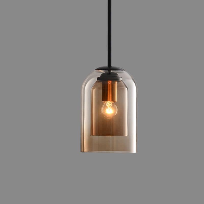 Mica Mid-Century Double Glass Hanging Pendant Lights