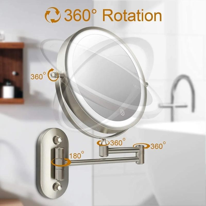 Gold Rechargeable LED Magnifying Makeup & Bathroom Vanity Mirror