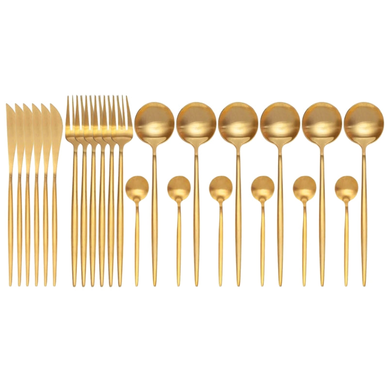 Matte Gold 24-Piece Flatware Cutlery Set