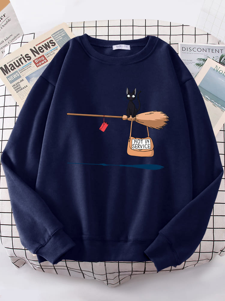 Besen fliegende schwarze Katze Sweatshirt