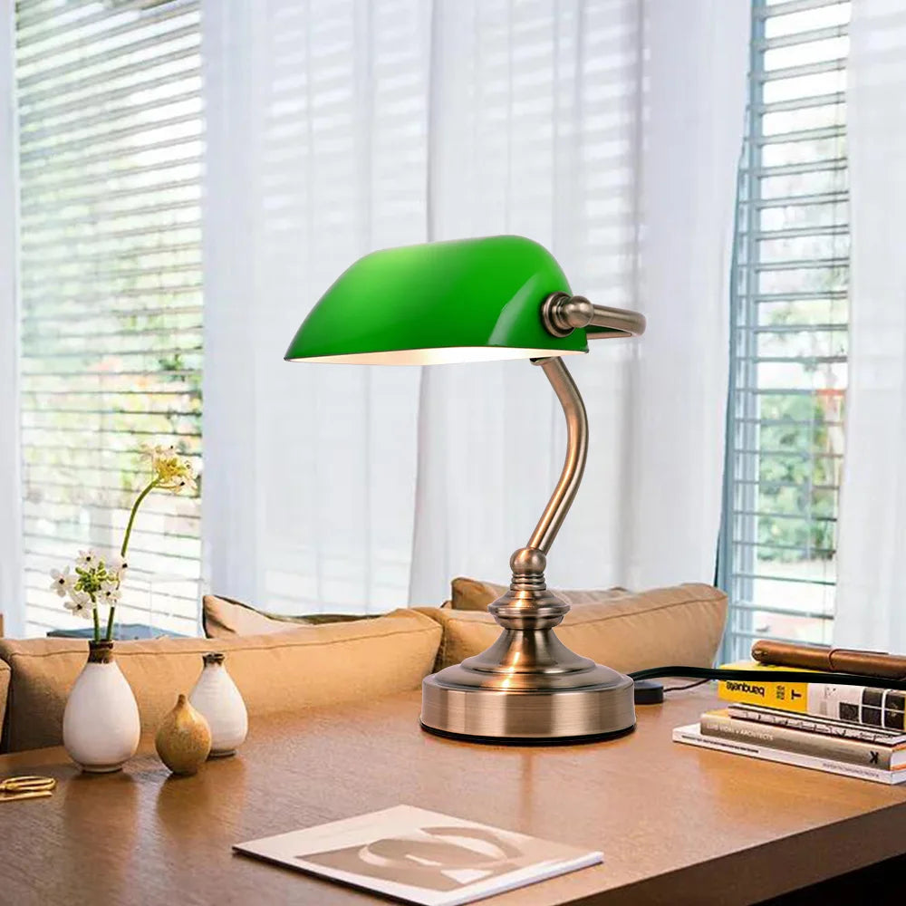 NostalGlow - Retro Mini Bureaulamp Metaal/Glas