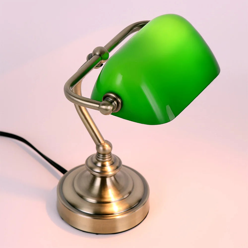 NostalGlow - Retro Mini Schreibtischlampe Metall/Glas