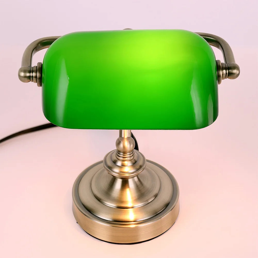 NostalGlow - Retro Mini Schreibtischlampe Metall/Glas