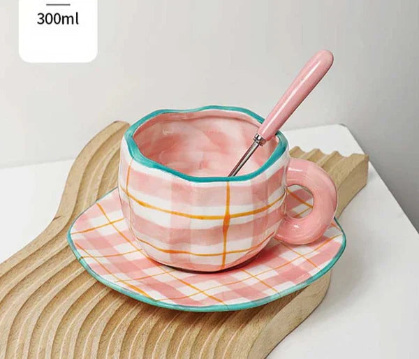 Tasse à carreaux rétro en céramique