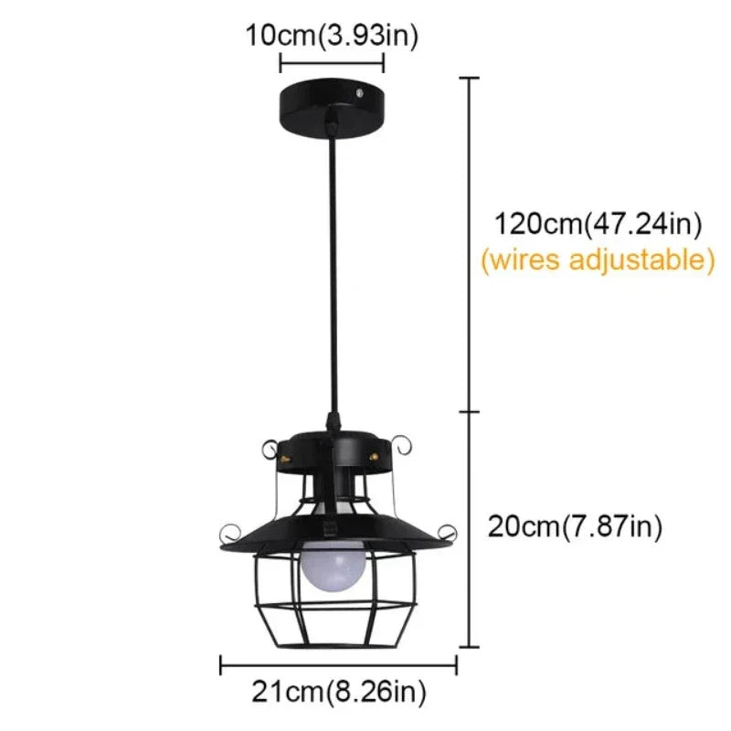 AntiqueCage - Lâmpada de Teto Industrial Suspensa