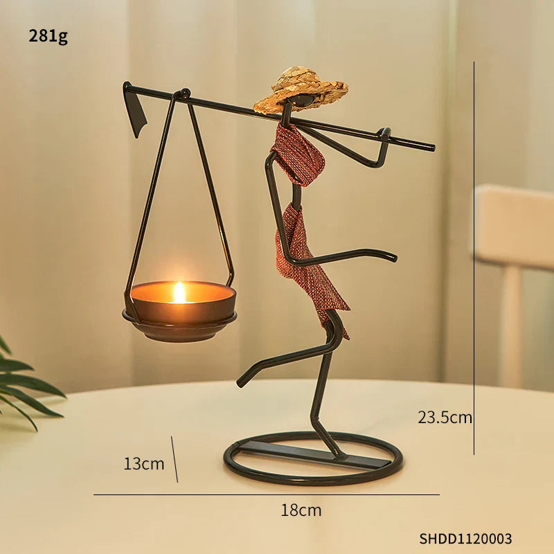 Woman Shaped Iron Candle Holder Luxury Romantic Decoration