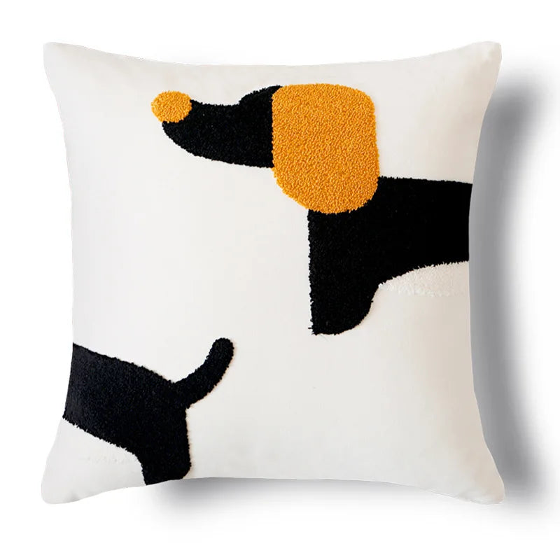 Embroidered Dachshund Cushion Cover