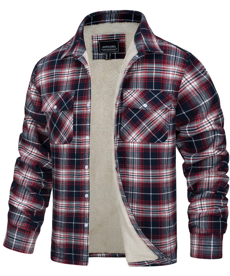 Cedricus - Fleece Lined Plaid Jacket