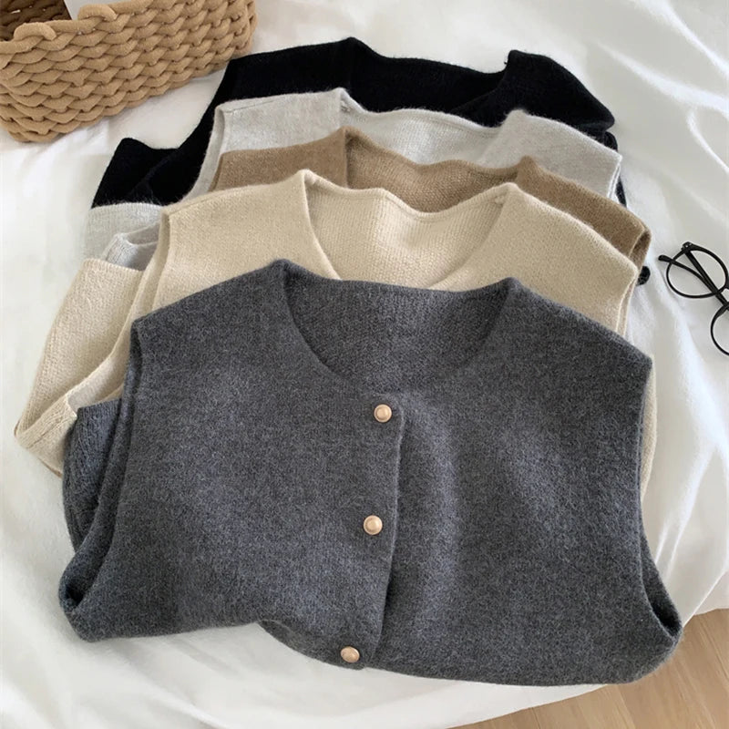 Efterårsny ærmeløs cardigan/vest til kvinder - strikket Slim Fit Casual sweater-top