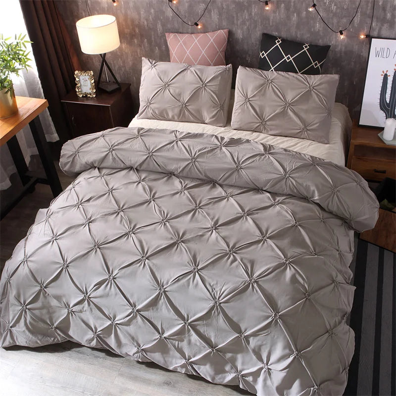 Diamond Pintuck Duvet Cover 3 Piece Bed Set