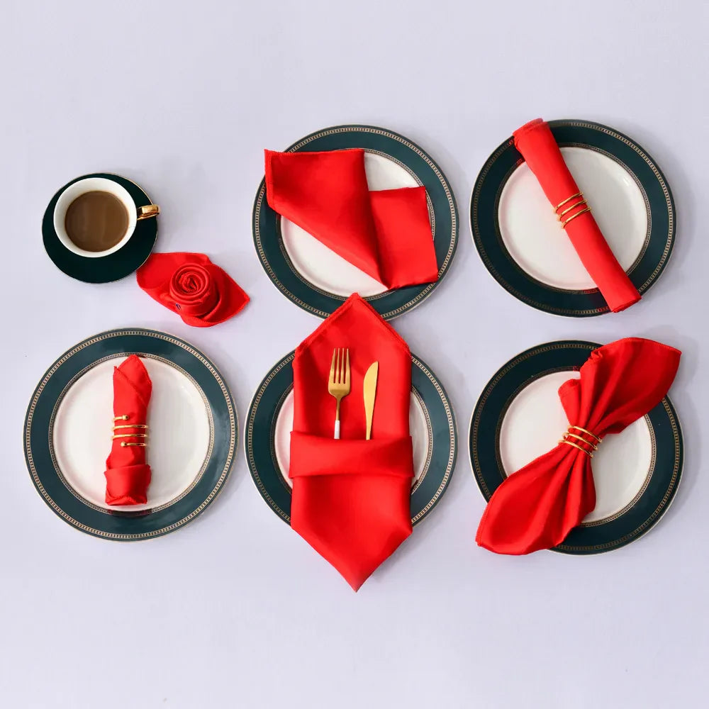 Satin Table Napkins, Set of 12, Size 30x30cm