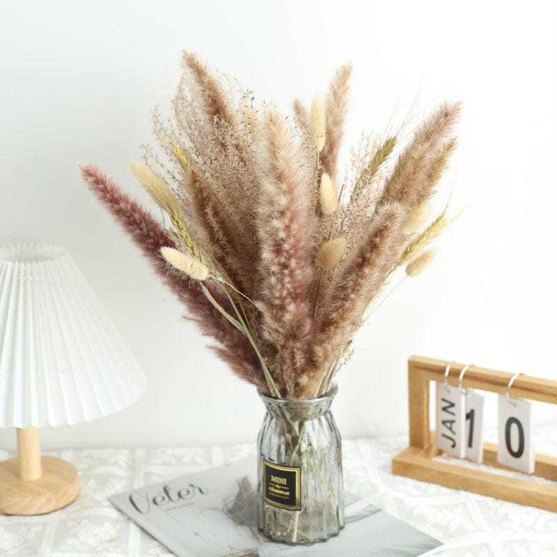 80PCS Natural Dried Pampas Grass Bouquet