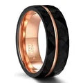 Anillo de tungsteno negro con hendidura rosa