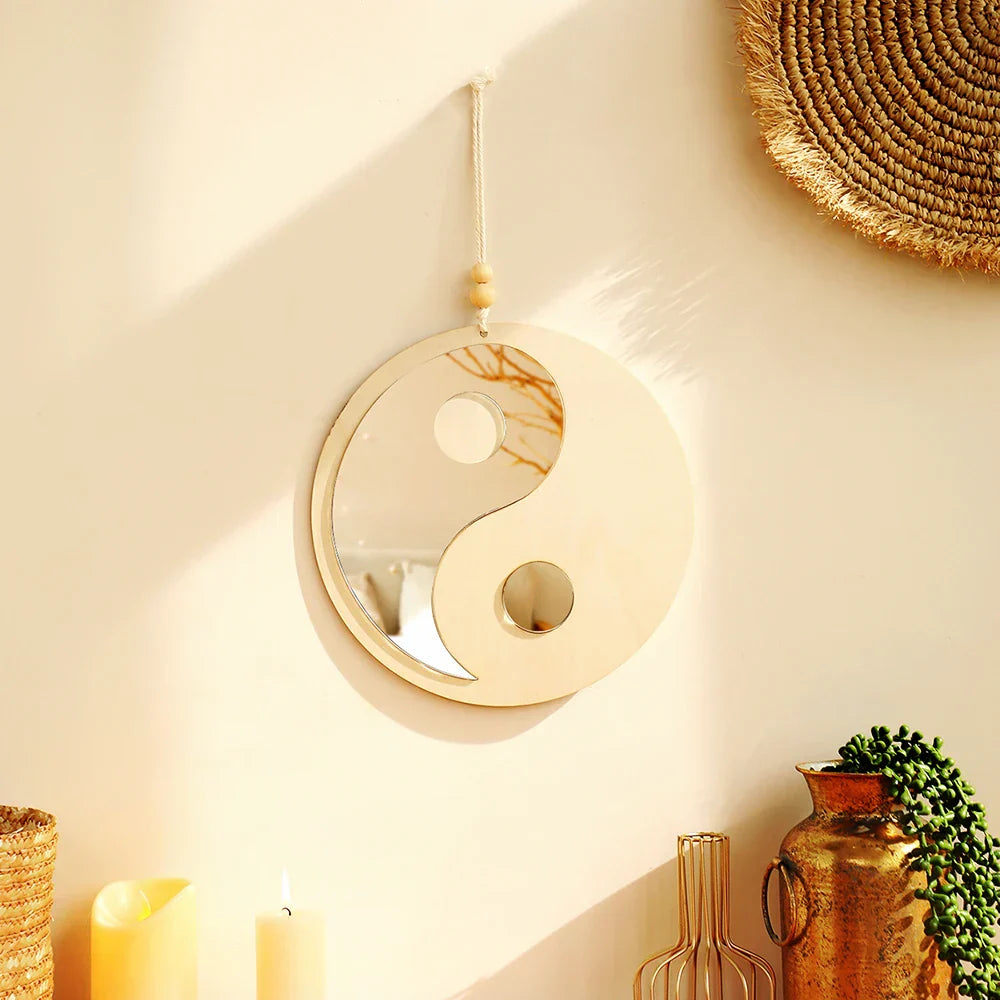 Wooden Mirror Wall Hanging