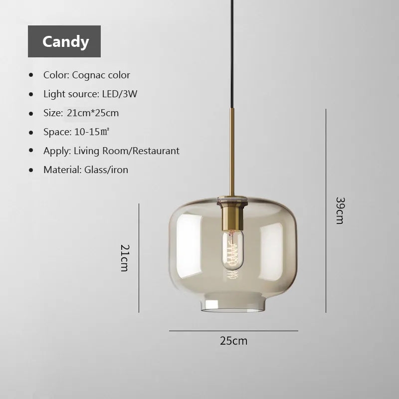 Nordic Industrial Style Glass Modern Luxury Led Pendant