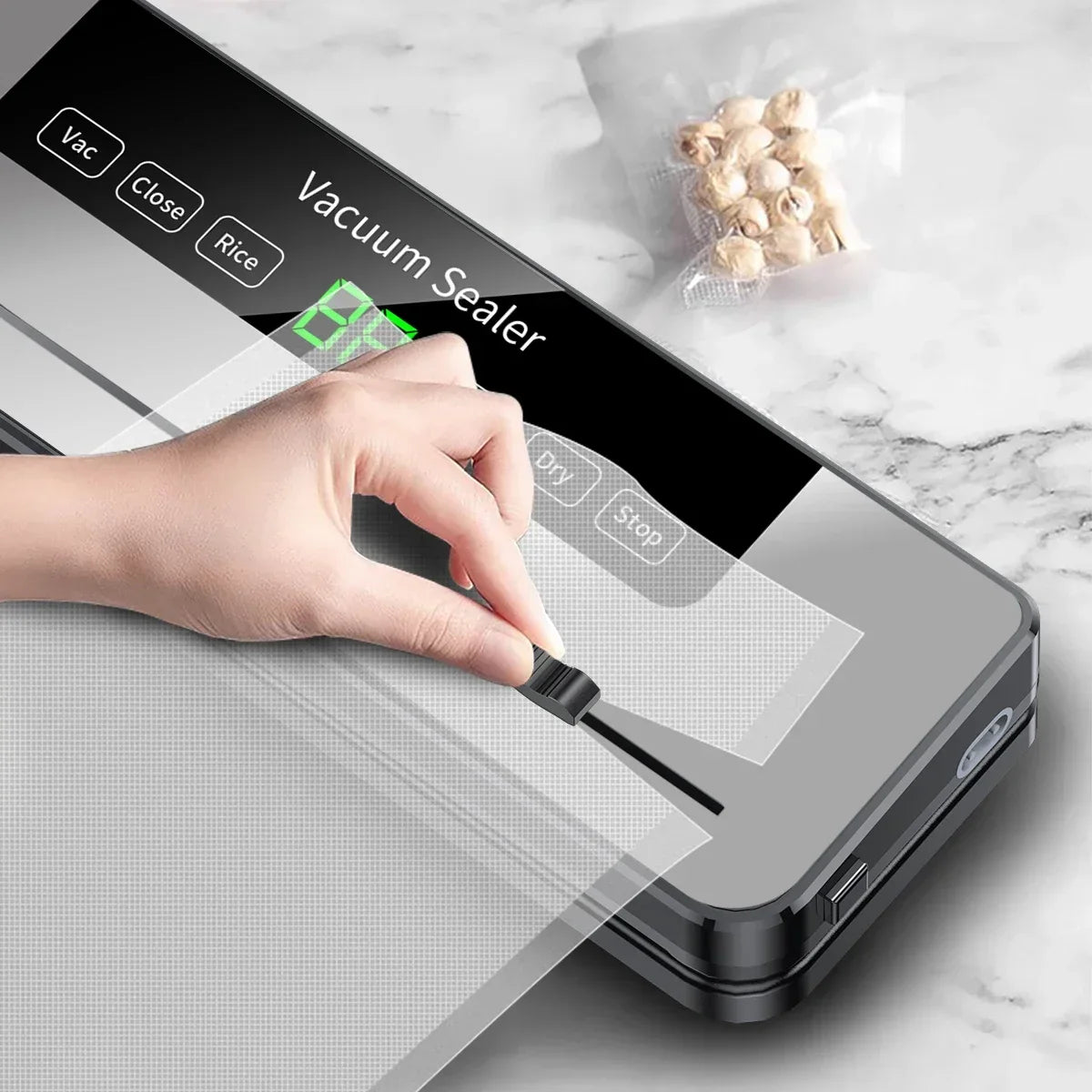 Sara Electric Vacuum Sealer with Built-in Cutter | 10 Bags Included