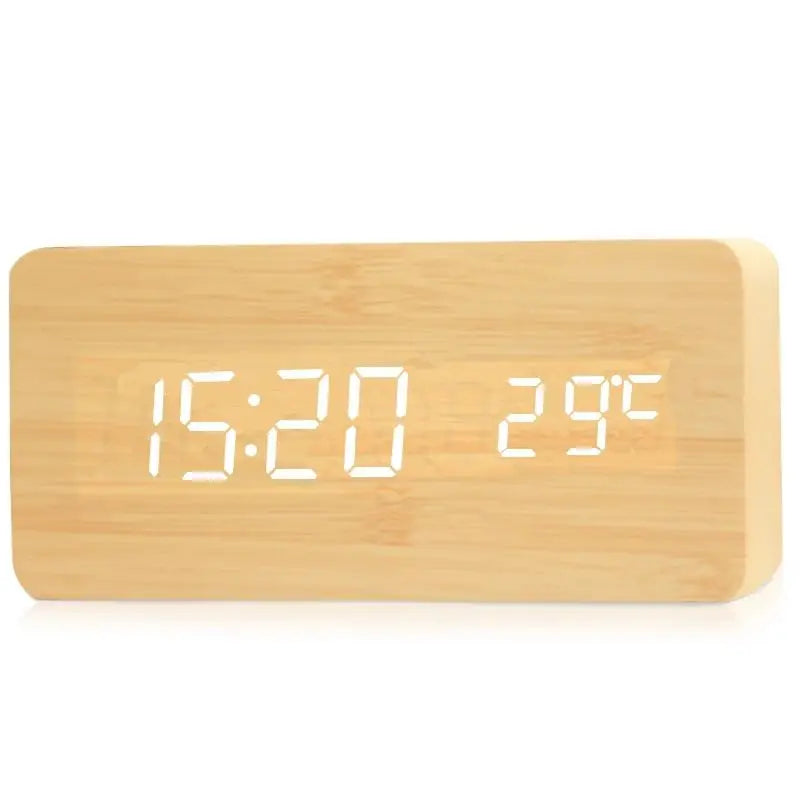 WoodTime – Digital Wooden Alarm Clock with LED Display