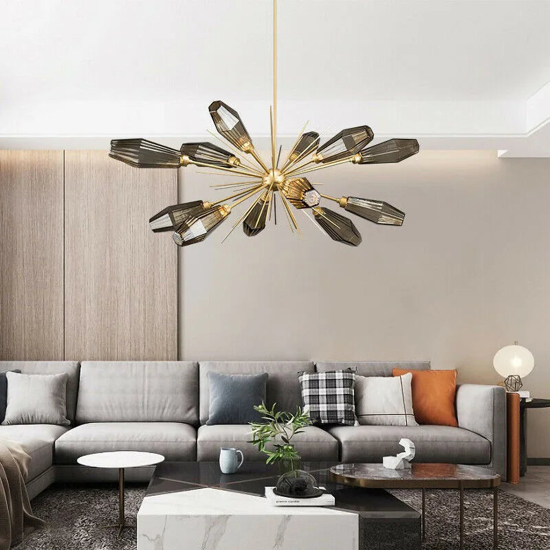 Nordic Satellite Chandelier LED Gray Glass Creative Hanging Light