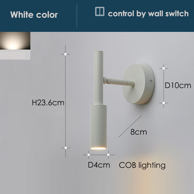 IIS Black/White Wall Mounted Reading Light Adjustable Wall Sconces