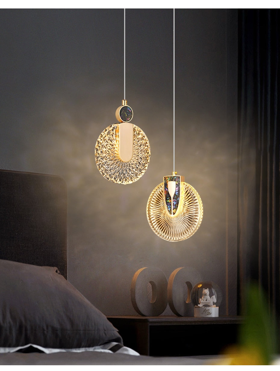 Luz Pendente DUN Luxury Gold Led Redonda Lâmpada de Cristal Suspensa