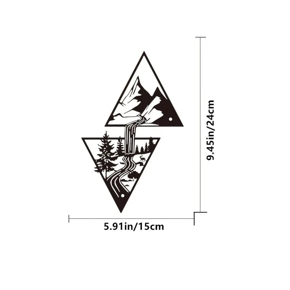 Decoração de Parede em Metal com Paisagem de Montanha