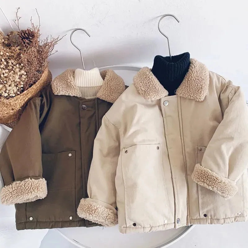 Manteau d'hiver rembourré doublé de fourrure pour enfants