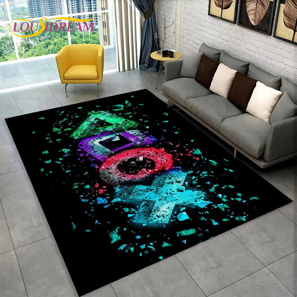 Tapis de jeu Alex 3D Gamer - Grand tapis antidérapant pour enfants et salon