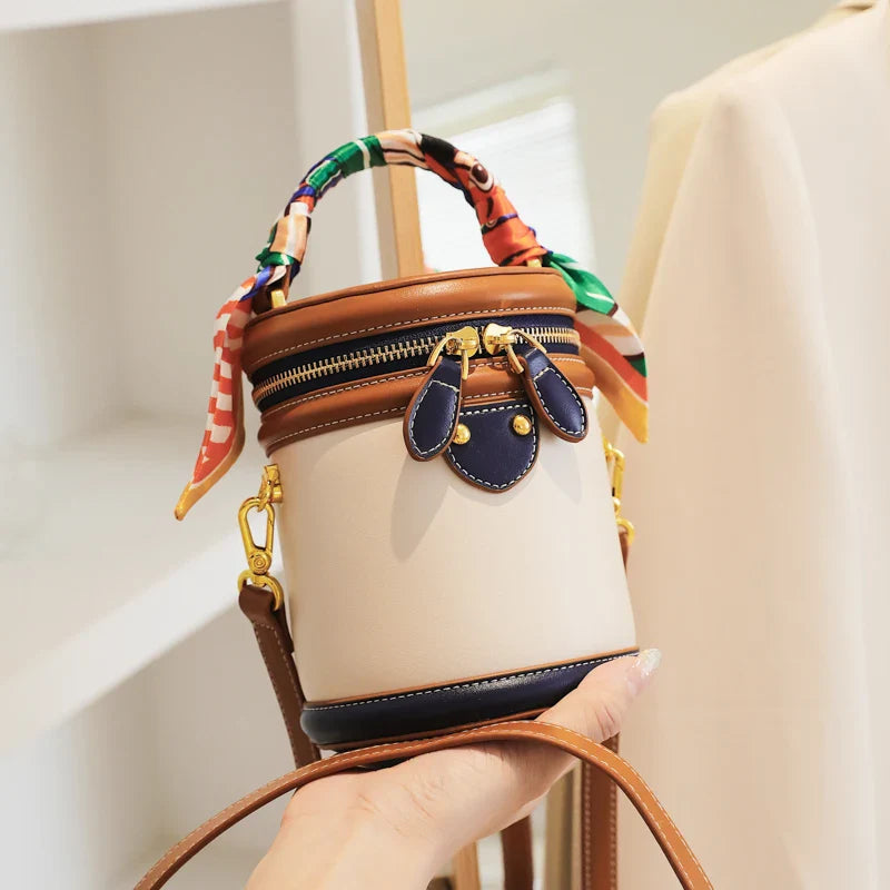 Chic Cylinder Bucket Bag för kvinnor - Trendig Crossbody & One Shoulder Style