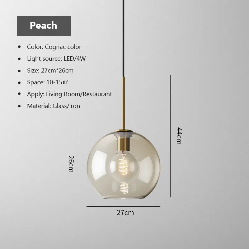 Nordic Industrial Style Glass Modern Luxury Led Pendant