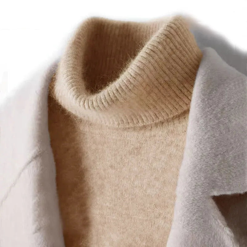 August: 100% Pure Cashmere/Wool Turtleneck Sweater For Men