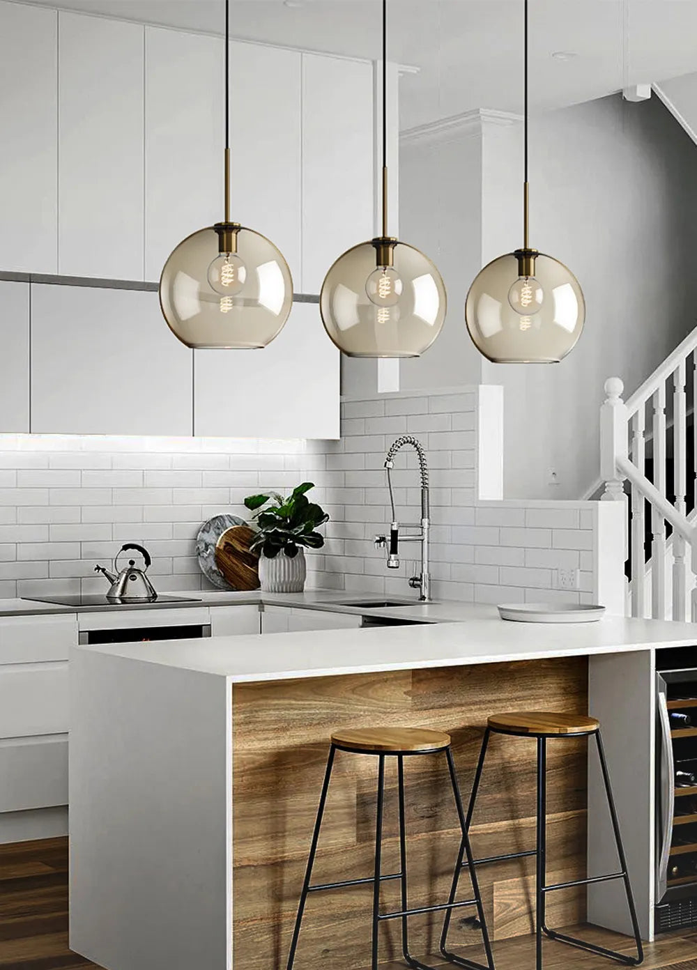 Nordic Industrial Style Glass Modern Luxury Led Pendant