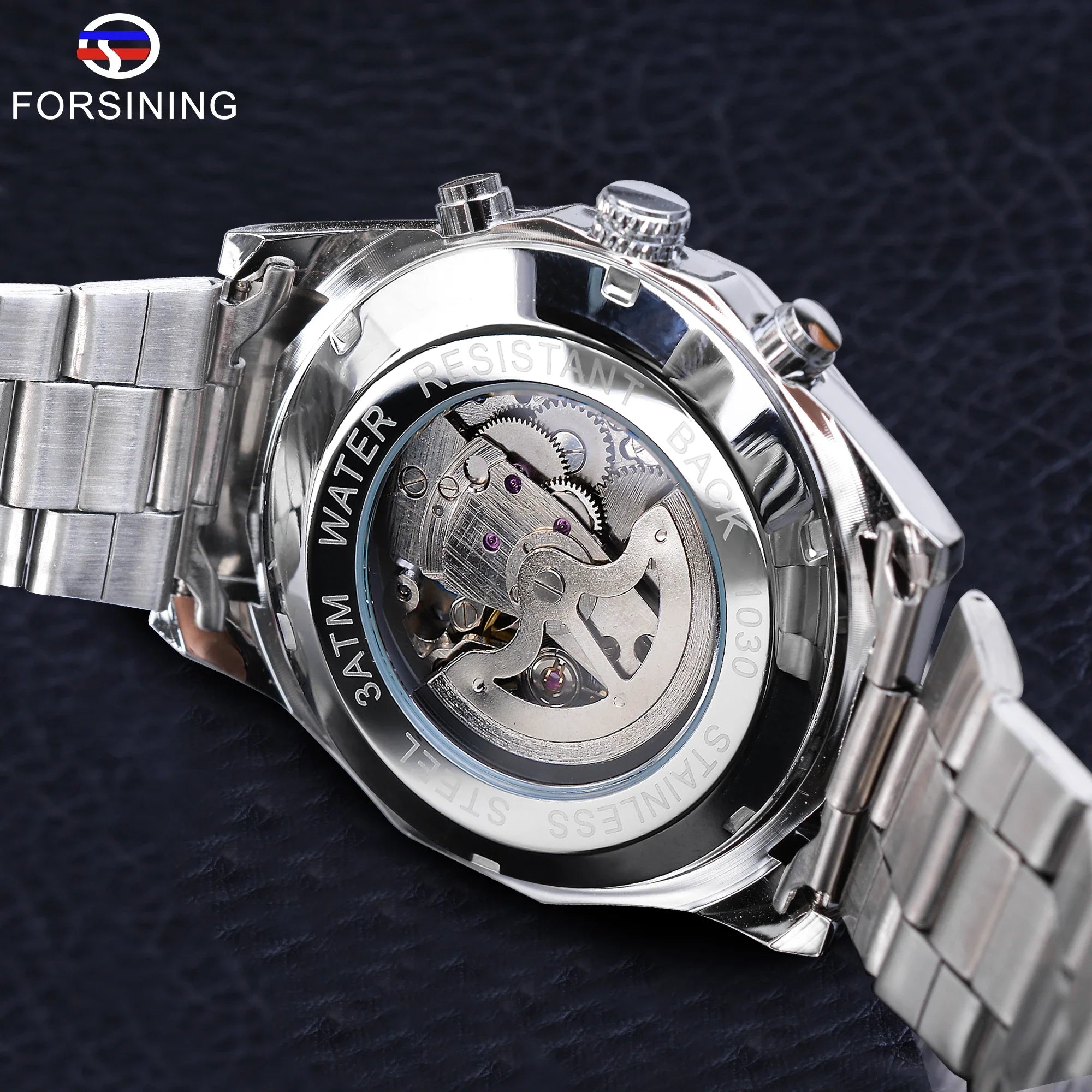 Stainless Steel Waterproof Men's Skeleton Watches -  Transparent Mechanical Sport Male Wrist Watches