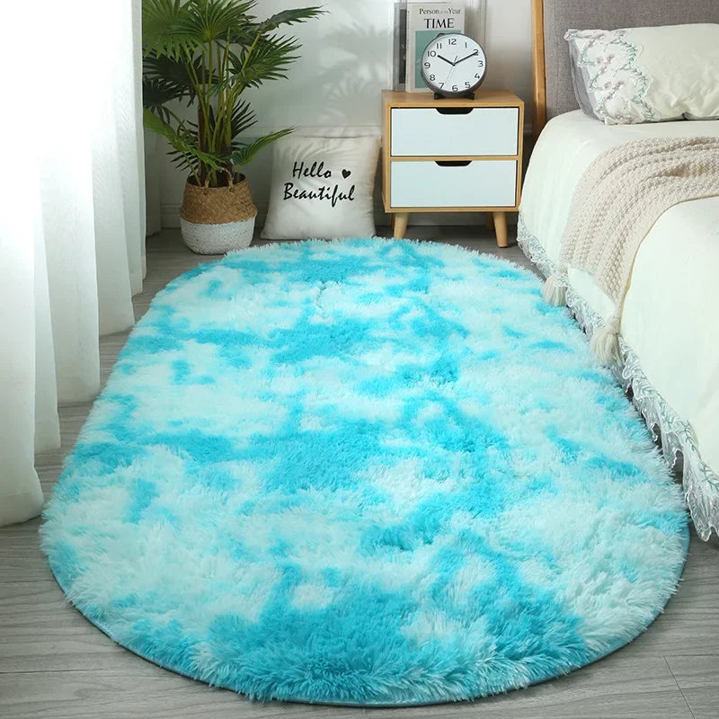 Sara Fluffy Tie-Dye Antislip Tapijt – Zacht Pluche Vloerkleed voor Woondecoratie