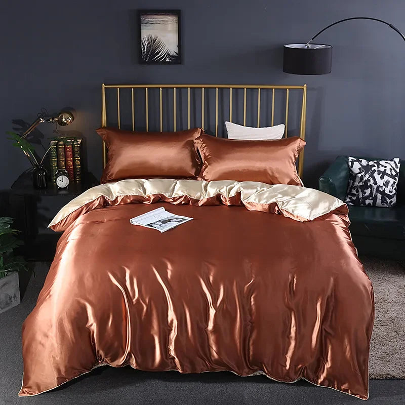 Luxury Silk Bedding Set - 4 Pieces (1 Flat Sheet + 1 Duvet Cover + 2 Pillowcases)