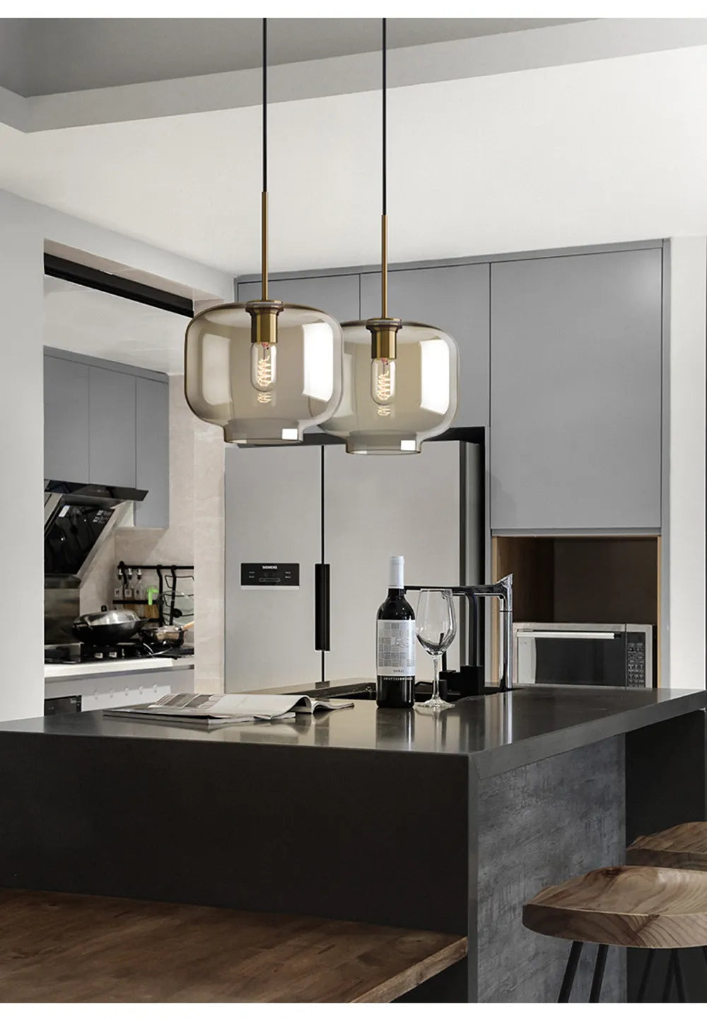 Nordic Industrial Style Glass Modern Luxury Led Pendant