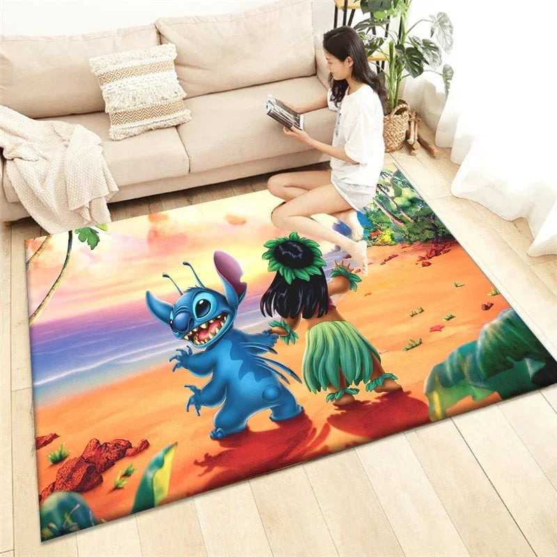 Alfombra de dibujos animados Winnie Stitch – Decoración del hogar acogedora y vibrante