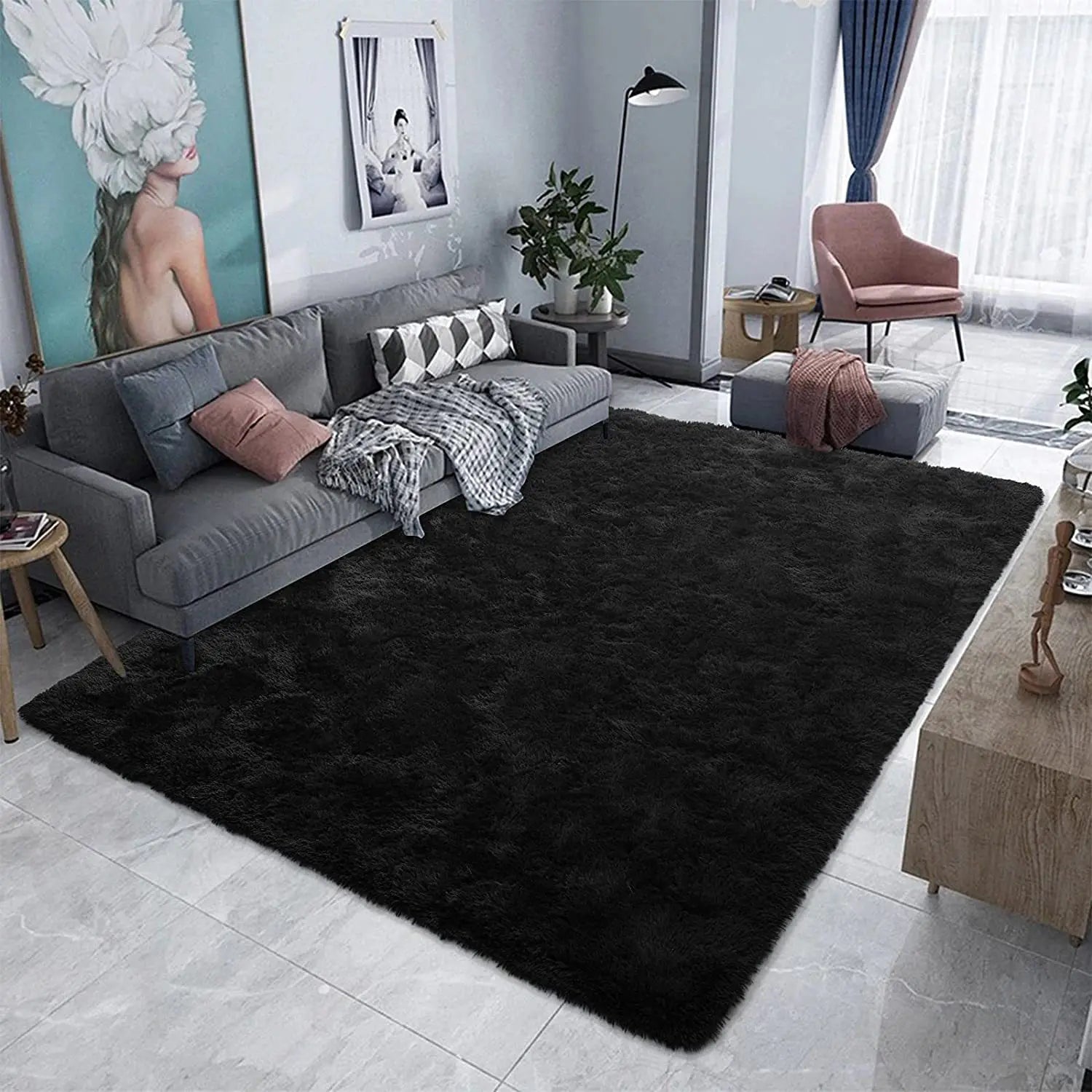 Winnie Luxe Alfombra Peluda – Moderno Tapete Suave de Shag para Dormitorio y Sala de Estar