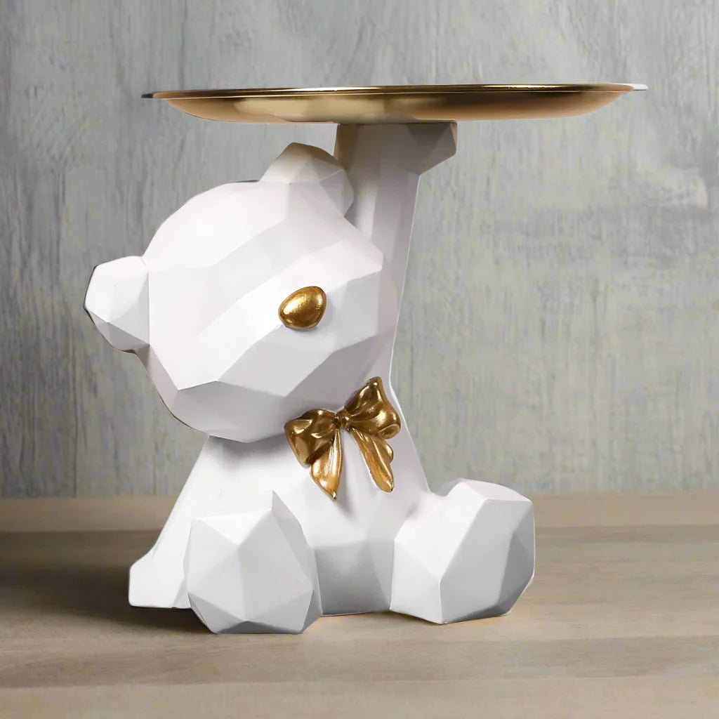 Winnie Geometric Bear Key Holder – Resin Desk Decoration for Home & Office