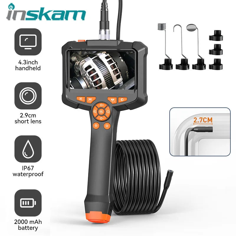 INSKAM 4,3 inch IPS-scherm industriële endoscoopcamera - HD 1080P pijpinspectie-borescoop voor auto-, riool- en lekdetectie