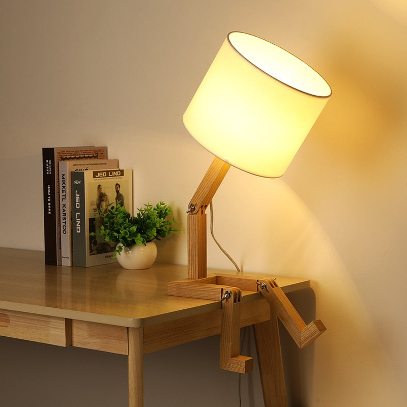 Robot Shape Wooden Table Lamp