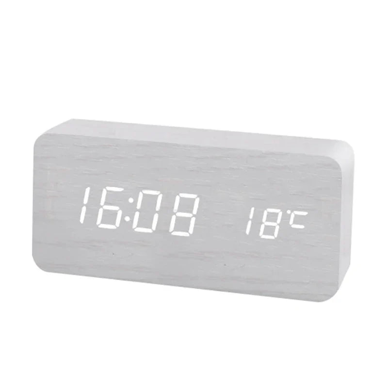 WoodTime – Digital Wooden Alarm Clock with LED Display