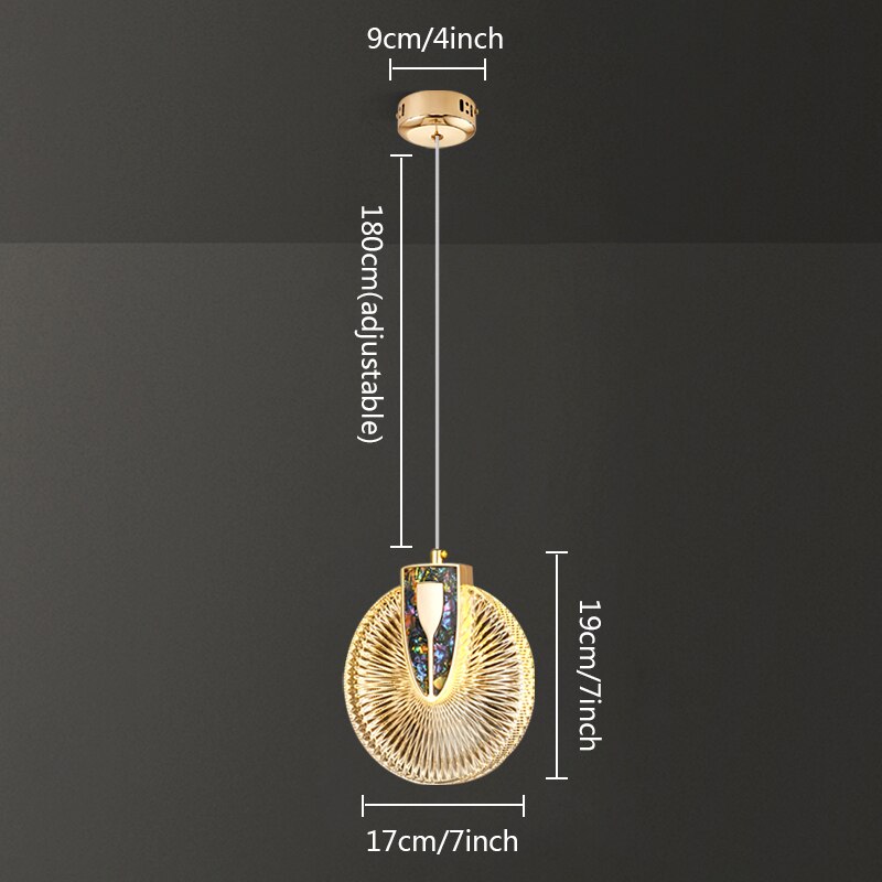 Lampada a sospensione rotonda in cristallo DUN di lusso a LED in oro dorato