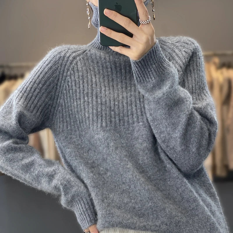 Elouise: Cashmere genser for kvinner, turtleneck