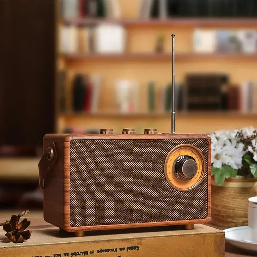 2024 Difuzor Bluetooth Retro din Lemn - Stereo Portabil Stilat pentru Acasă, Camping și Călătorii